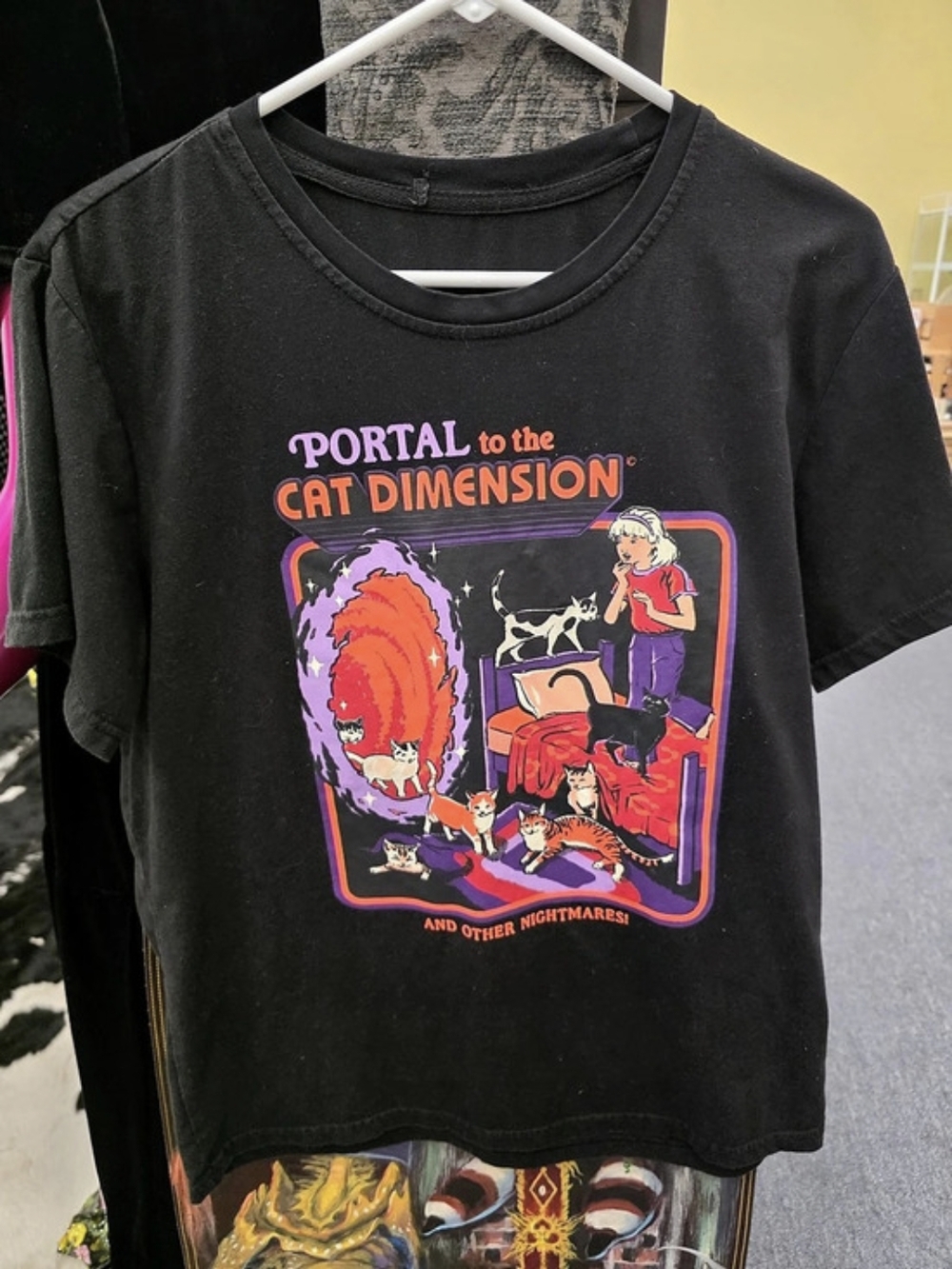 Steven Rhodes Portal to the Cat Dimension Graphic Tee in Black